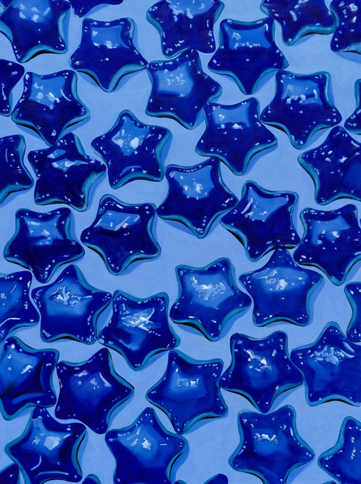 Ingrid V. Wells' oil painting of blue stars titled "Sympathetic Vibrations"