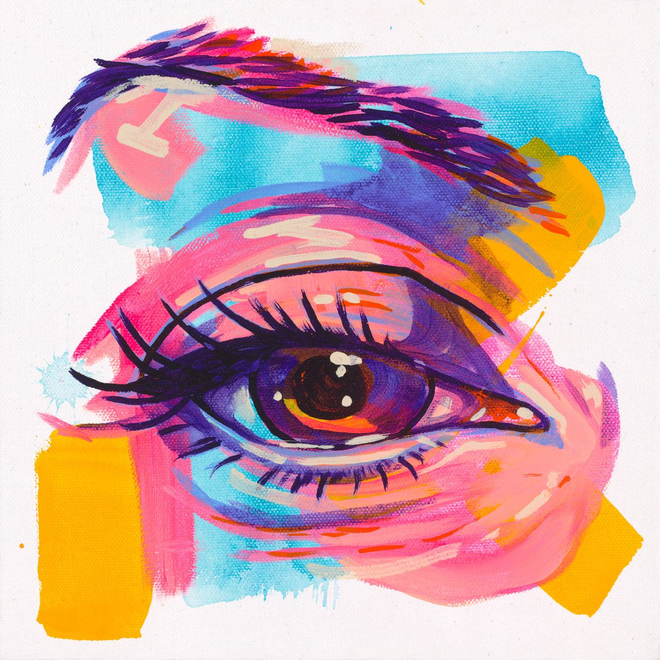 The Tracy Piper's vibrant figurative eye painting "Anna Scott" is available at Voss Gallery, San Francisco for $250.