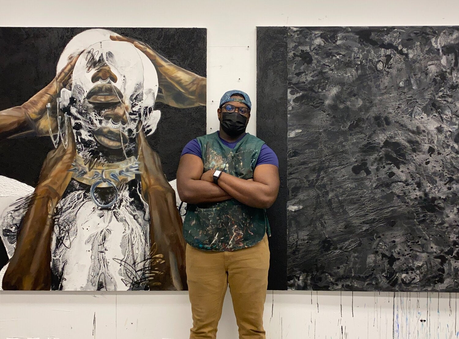 Khari Turner in his Brooklyn studio preparing for his 