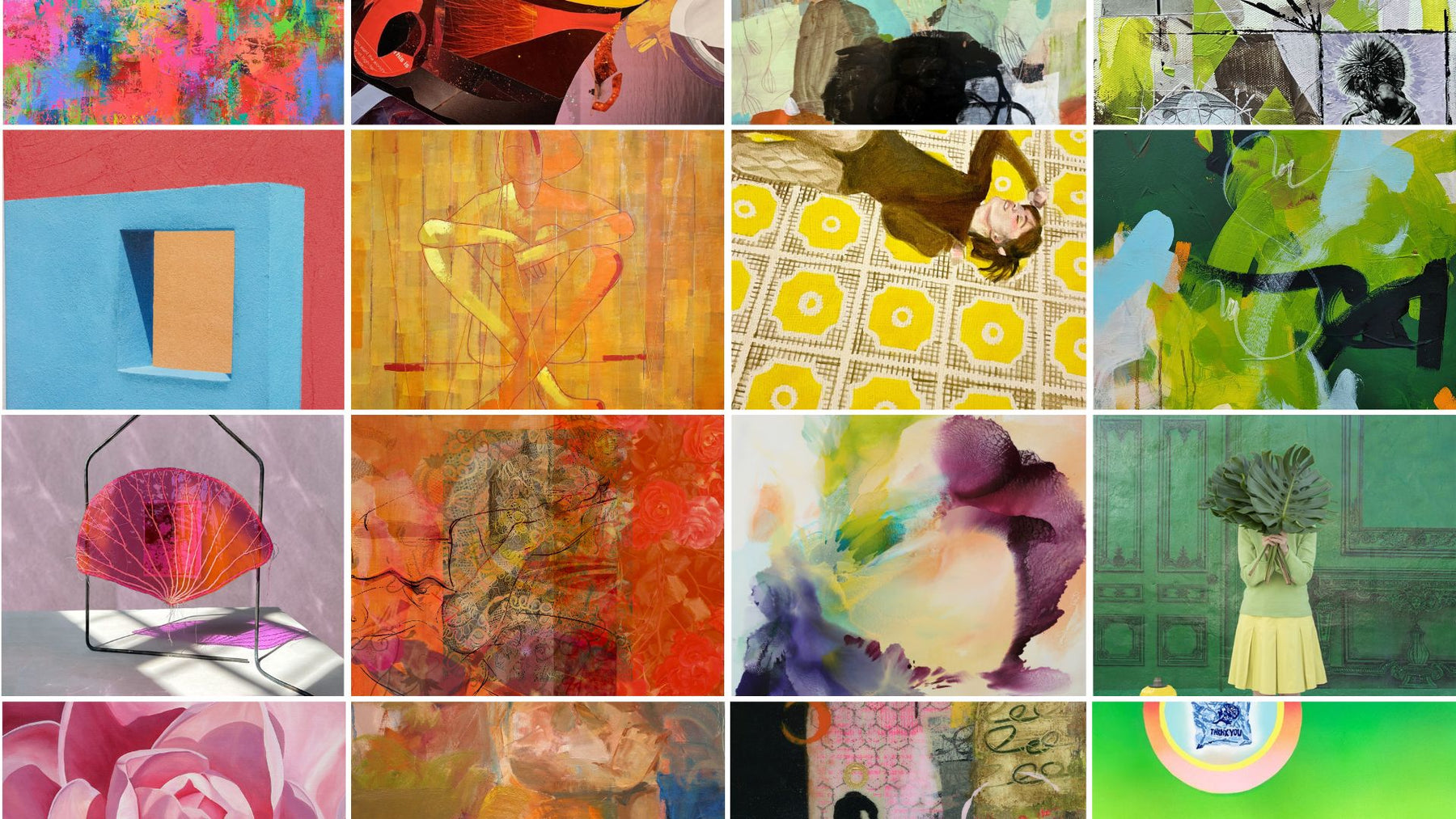 A collage of contemporary paintings from the 