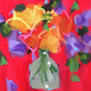 Steve Javiel's "Abstract Mini Painting 07," a vibrant abstract floral painting is available at Voss Gallery, San Francisco for $165.