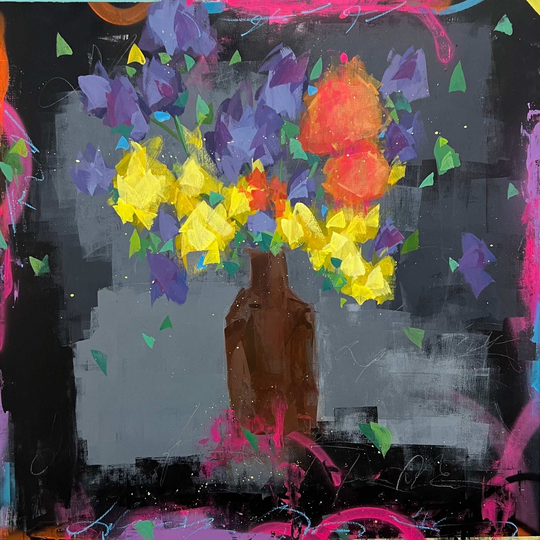 Steve Javiel's impressionist flower bouquet painting 